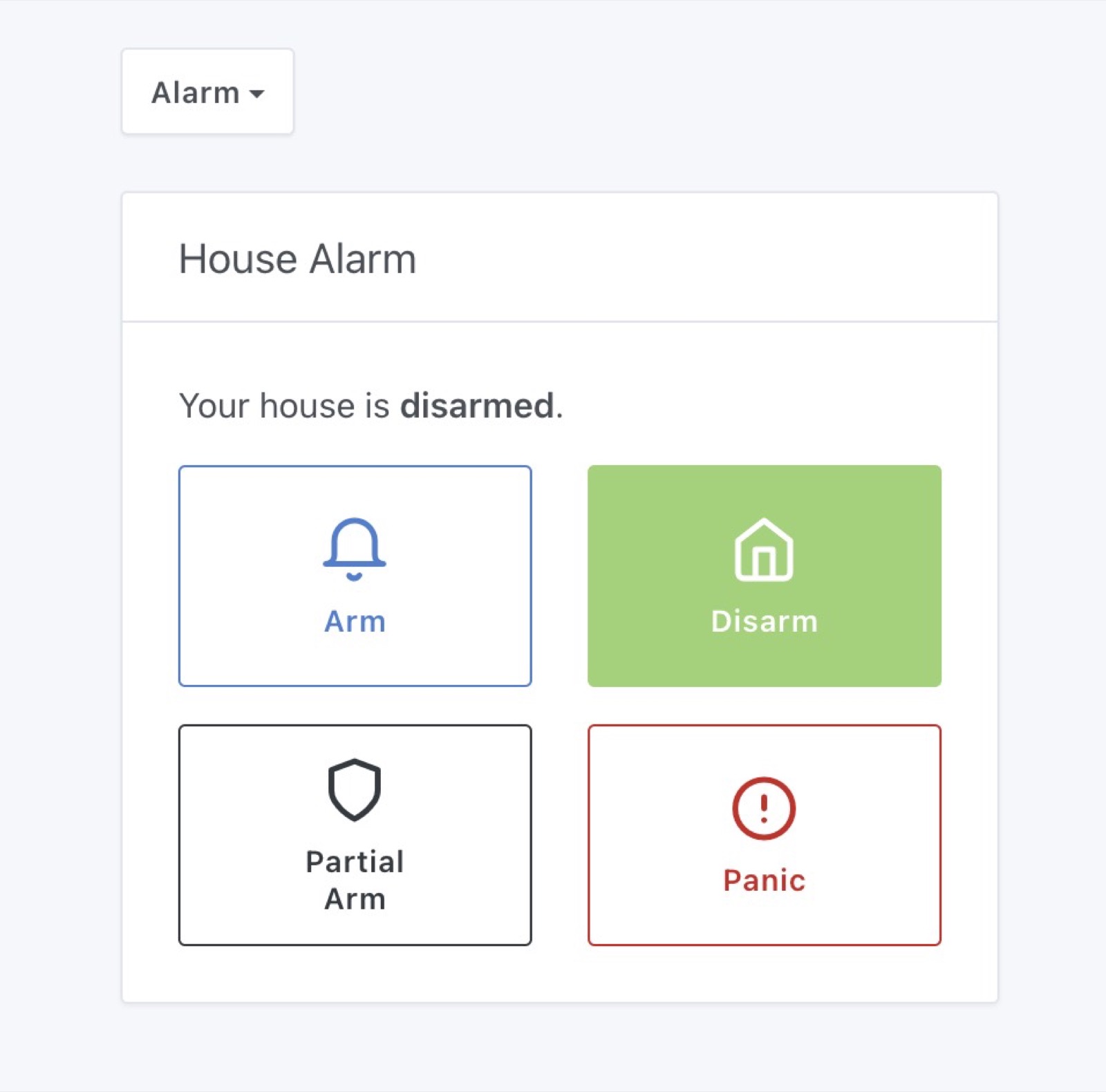 Gladys dashboard alarm