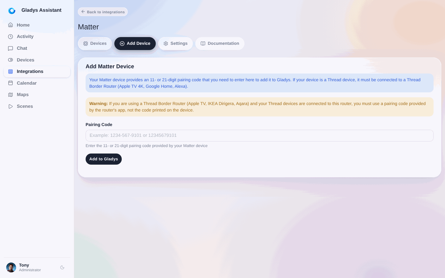 Ein Matter-Gerät hinzufügen