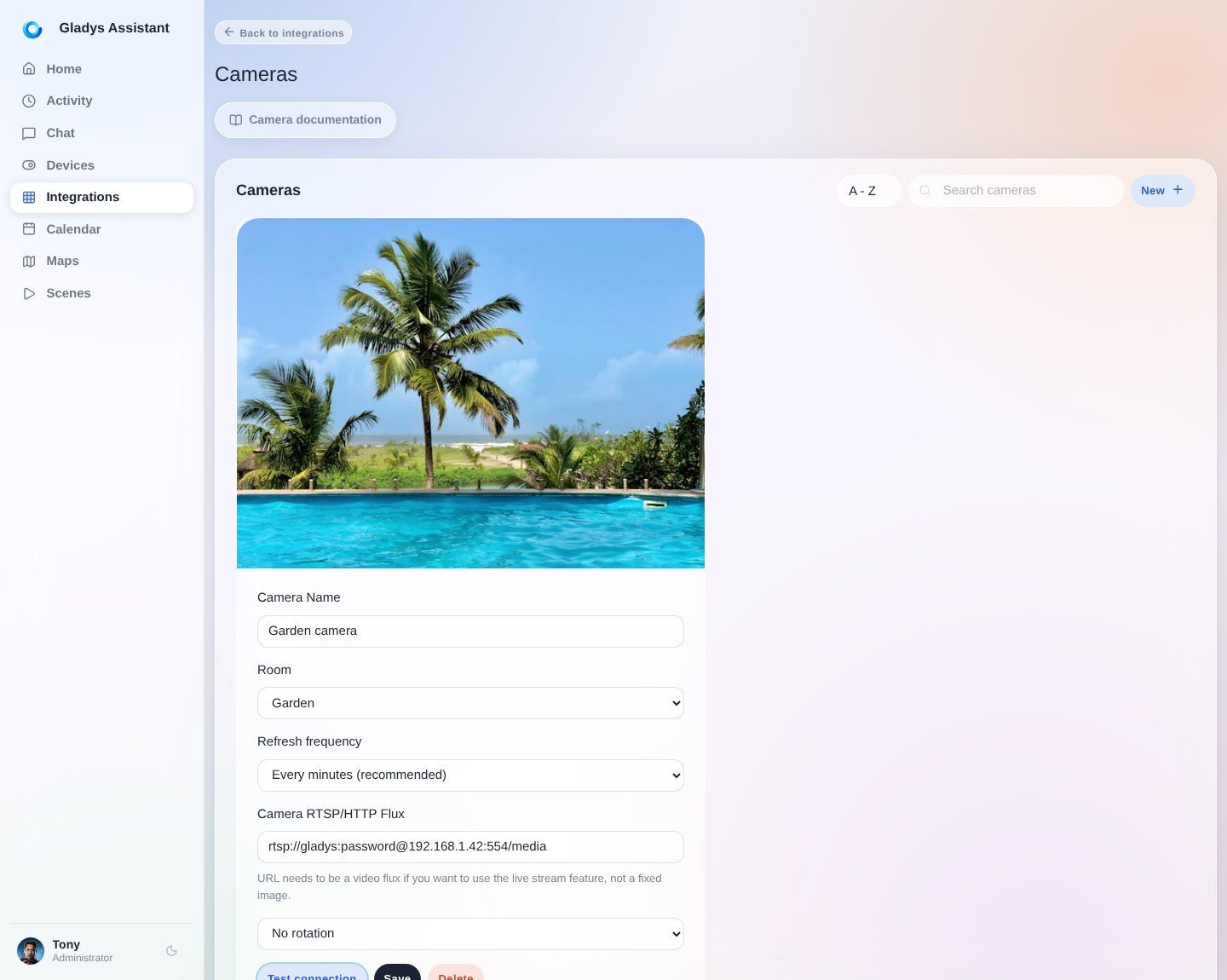Eine Kamera zu Gladys Assistant hinzufügen
