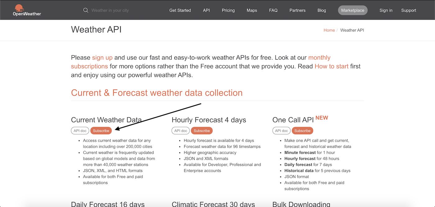 OpenWeather-Konto erstellen