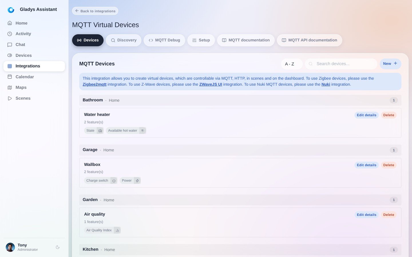 Ein MQTT-Gerät in Gladys Assistant anlegen