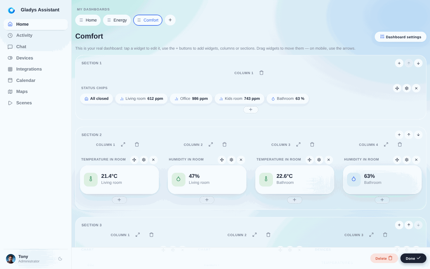 Dashboard bearbeiten
