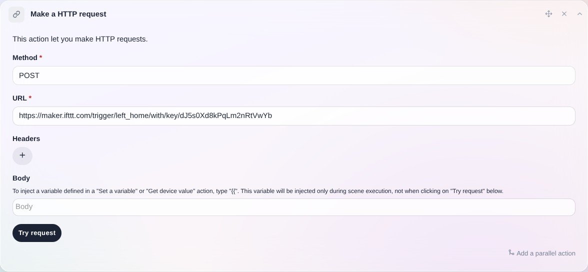 Aktion „HTTP-Anfrage“ in Gladys-Szenen