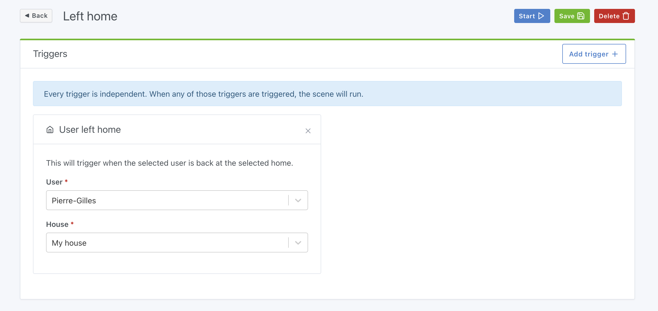 Hat das Haus verlassen in Gladys Assistant