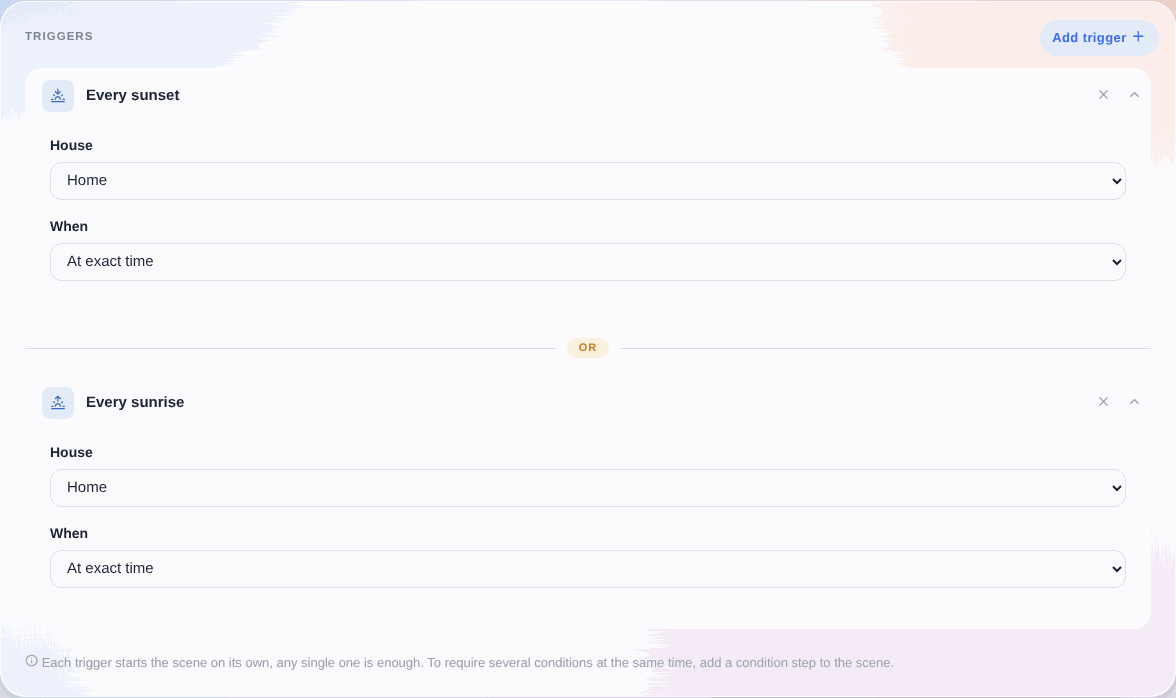 Auslöser genau bei Sonnenuntergang / Sonnenaufgang