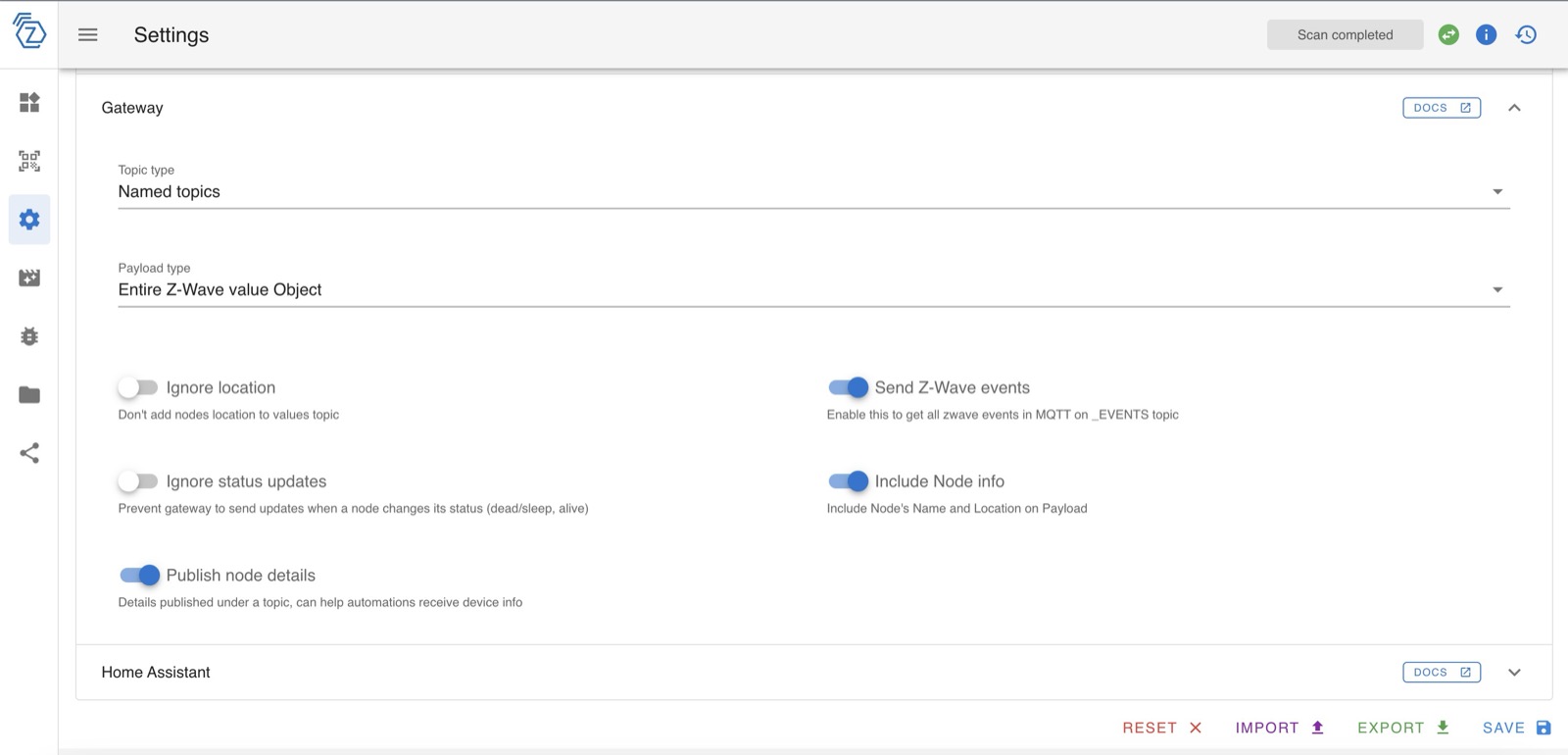 Z-Wave JS UI Gateway-Konfiguration