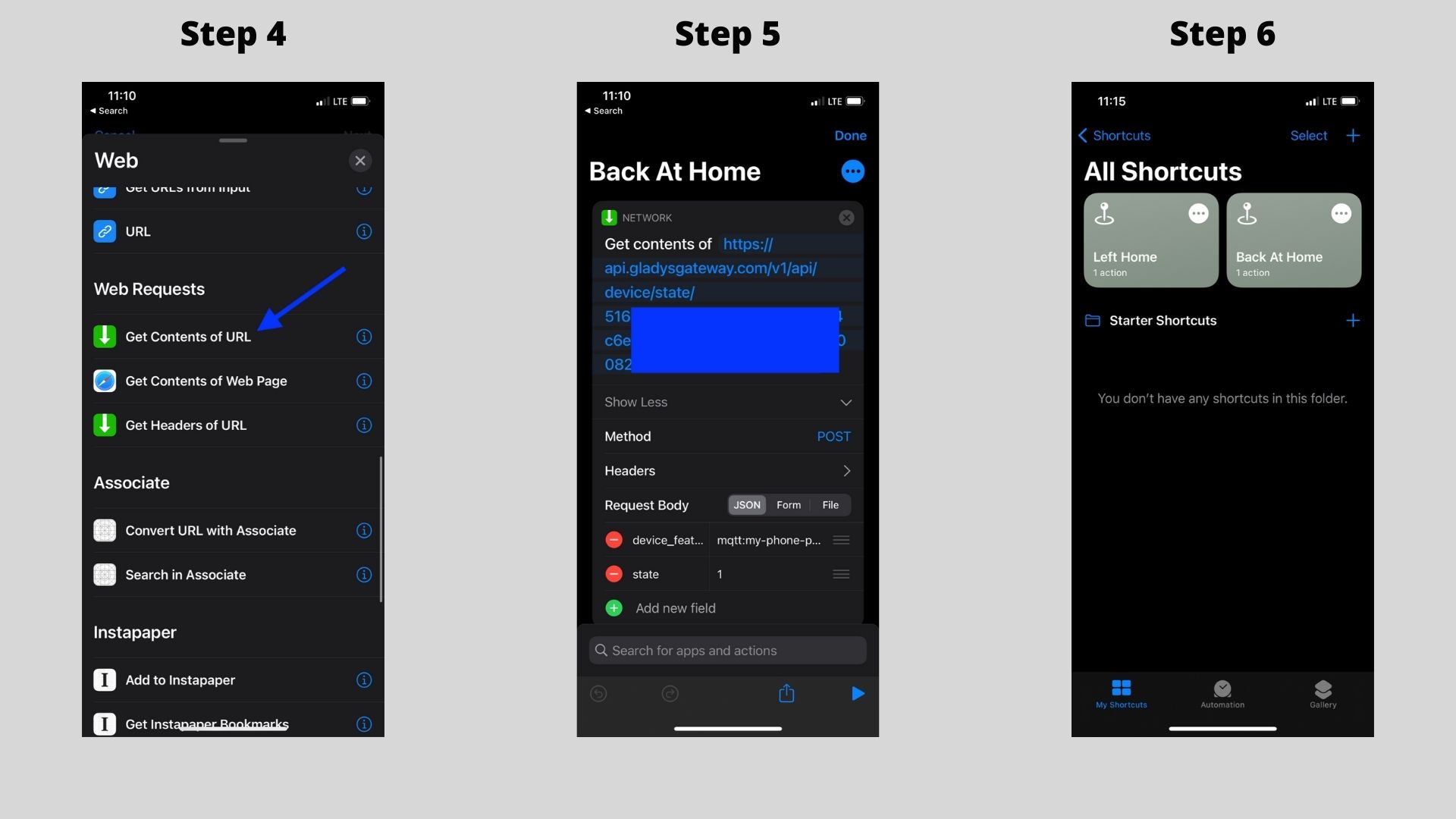 Atajo de iOS para la Open API de Gladys Plus