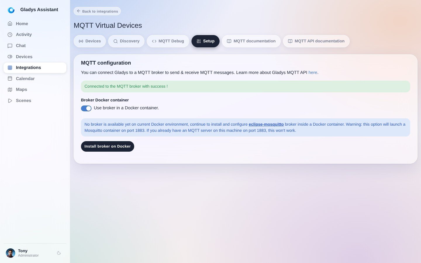 Configurar un broker MQTT en Gladys Assistant