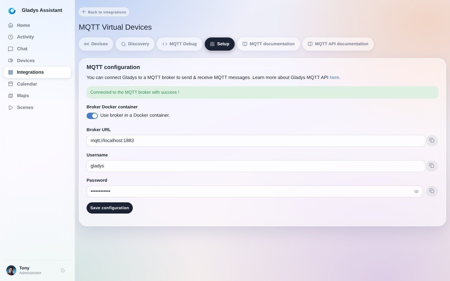 Configurar un broker MQTT en Gladys Assistant