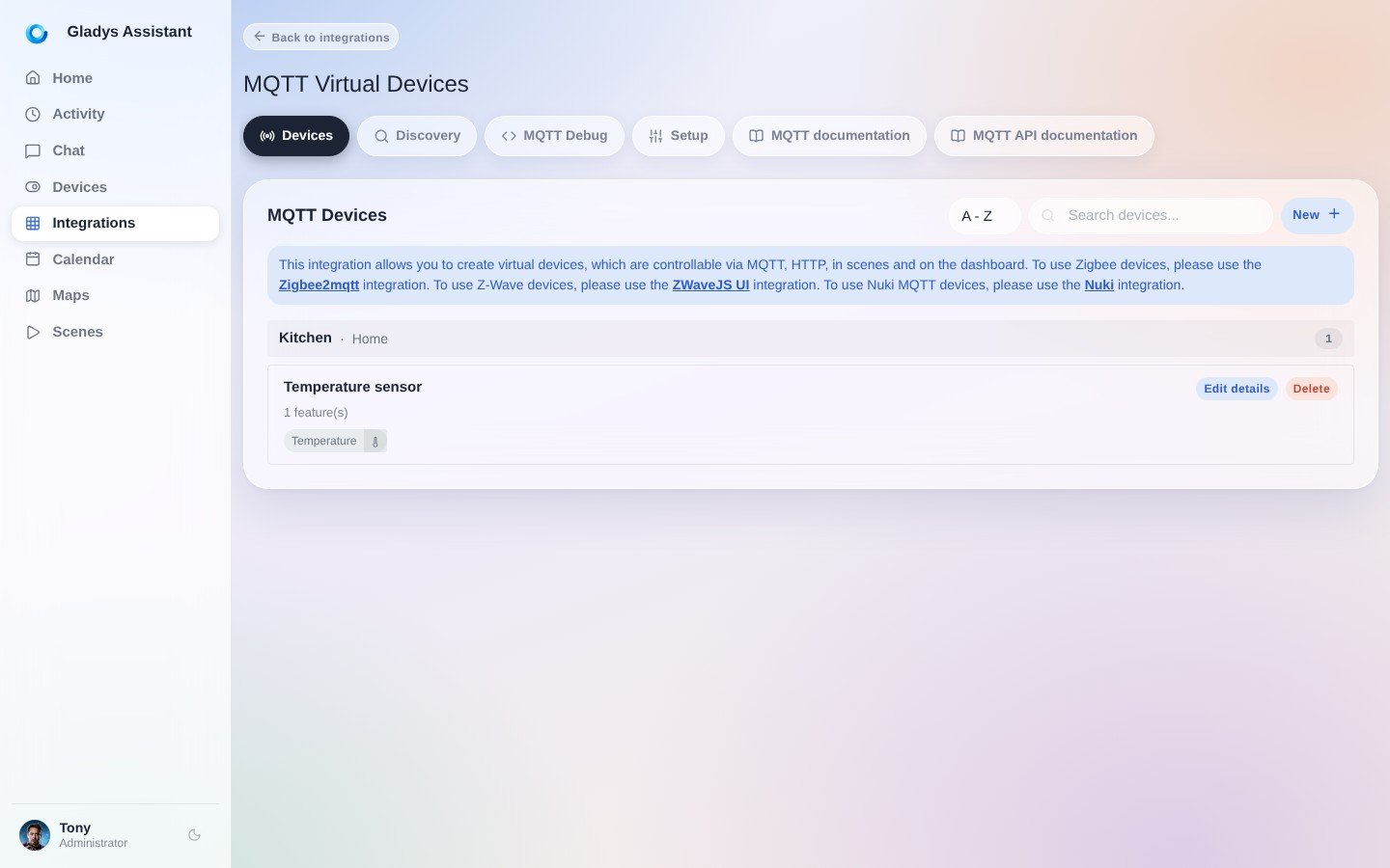 Crear un dispositivo MQTT en Gladys Assistant