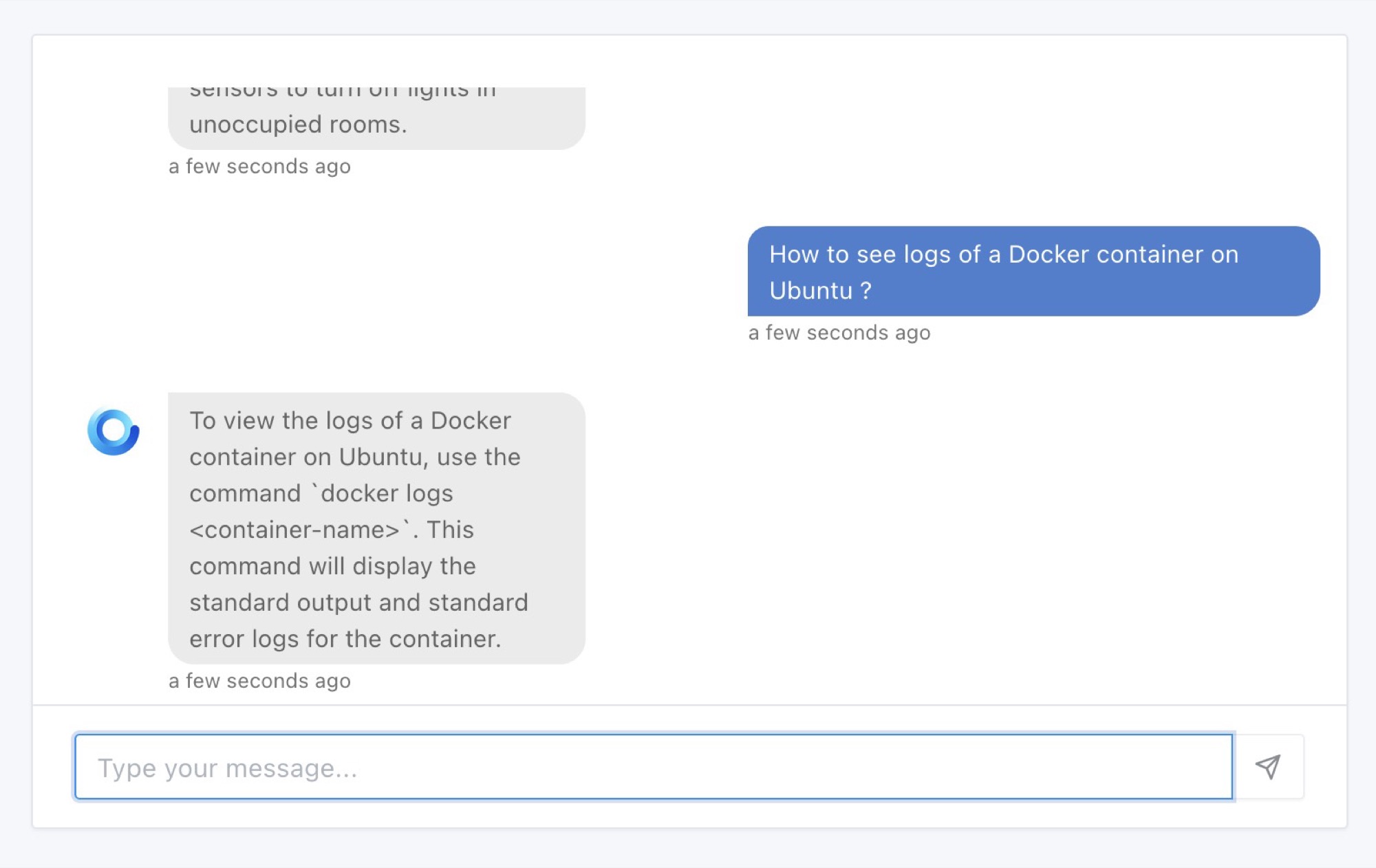 Logs de Docker - Gladys y GPT-3