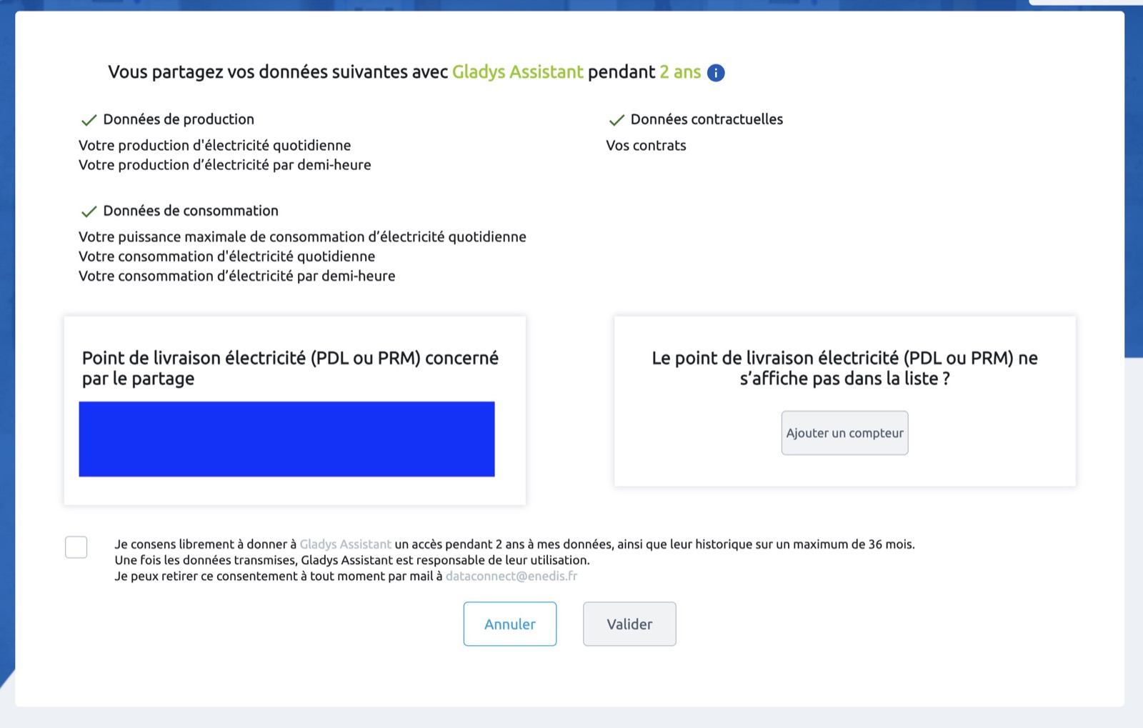 Consentimiento de Enedis