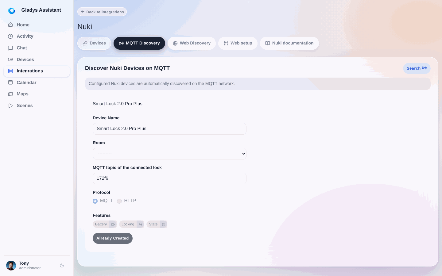 Detección MQTT de Nuki