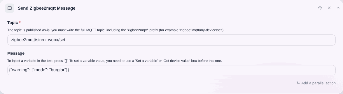 Enviar un mensaje Zigbee2Mqtt