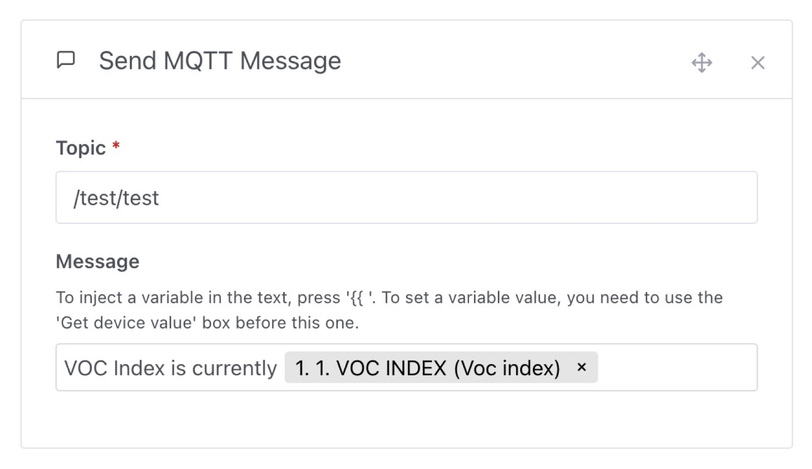 Enviar un mensaje MQTT en las escenas