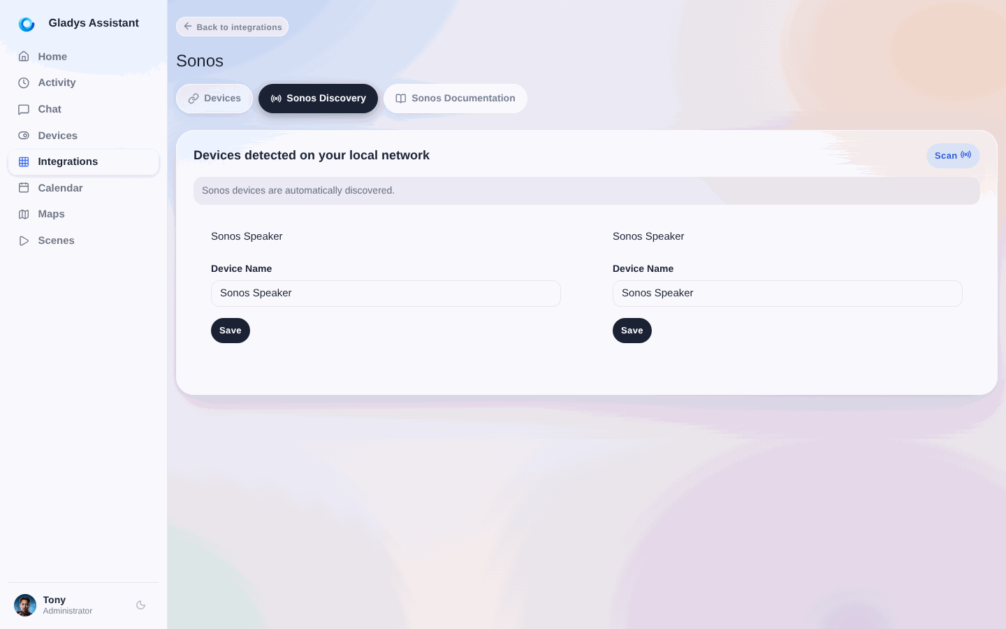 Detección de dispositivos Sonos