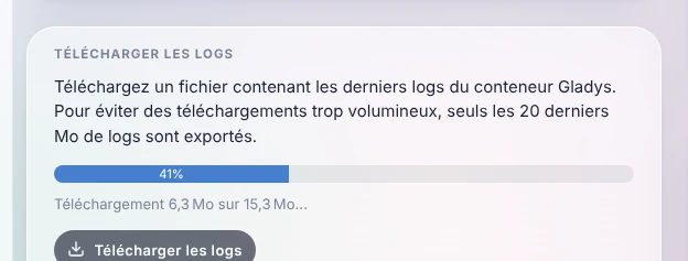 Le téléchargement des logs en cours